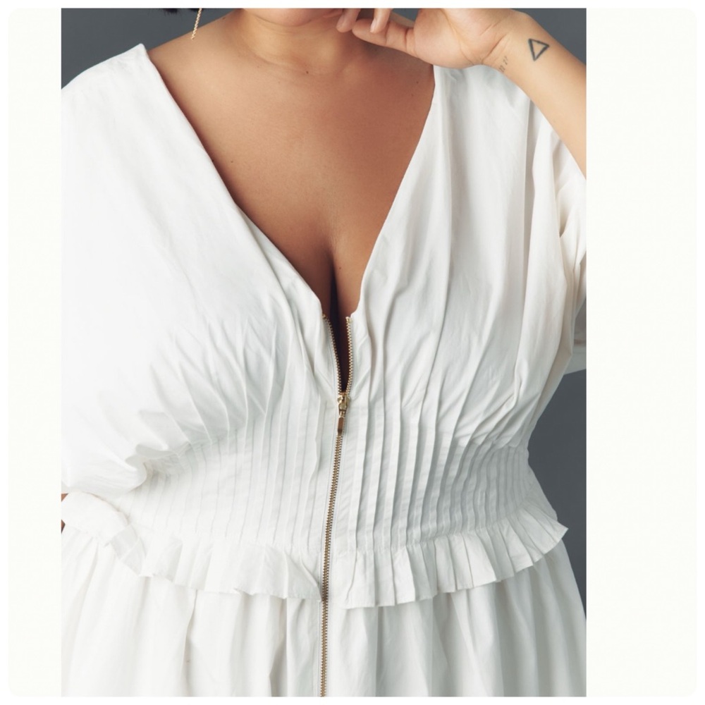 NWT Anthropologie V-Neck Zip-Front Midi Dress, L - Picture 7 of 16